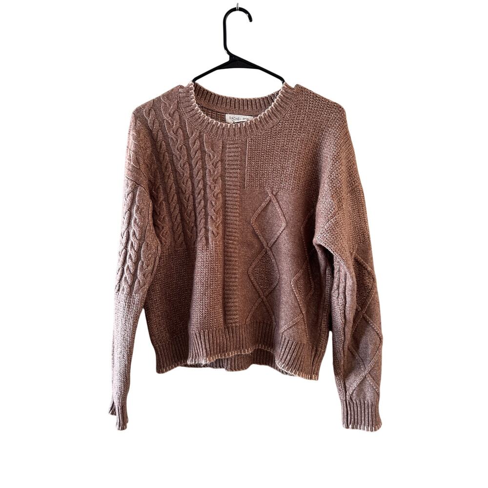 Rachel Zoe Brown Long SleeveCable Knit Cozy Sweater Women Sz M